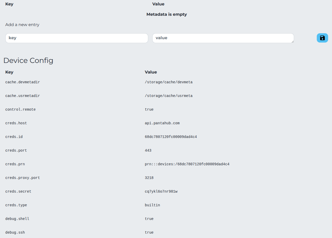 Config Page of Pantavisor UI